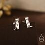 Sterling Silver Cute Weasel Stud Earrings, thumbnail 1 of 11