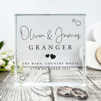 Personalised Wedding Script Text Crystal Token, 3 of 5