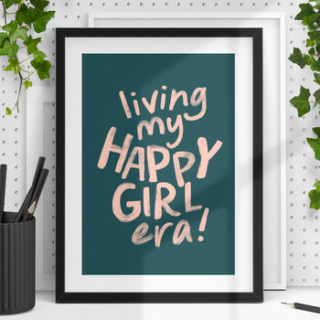 Living My Happy Girl Era Typography Print, 2 of 5