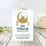 Personalised Eid Al Fitr Crescent And Lanterns White Tea Light Holder, thumbnail 3 of 6