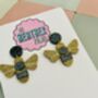 Bumble Bee Glitter Resin Earrings Gift For Bee Lovers, thumbnail 3 of 3