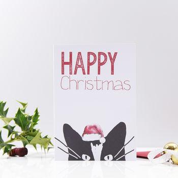 Cat Santa Hat Christmas Card, 2 of 3