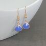 Gold Plated Blue Chalcedony Teardrop Earrings, thumbnail 3 of 7