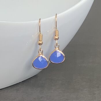 Gold Plated Blue Chalcedony Teardrop Earrings, 3 of 7