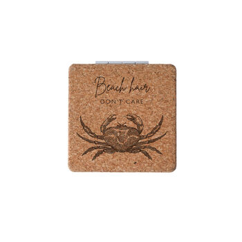 Cork Compact Mirror 'Beach Hair Don't Care' In Gift Box, 2 of 2