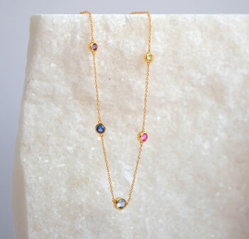 Delicate Multi Gemstone Crystal Gold Plated Necklace, 4 of 5
