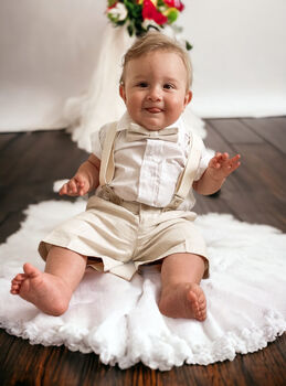 Ring Bearer Linen Blend 4pc Outfit With Brace, 4 of 7