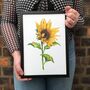 Hand Painted Watercolour Sunflower Print, thumbnail 2 of 8
