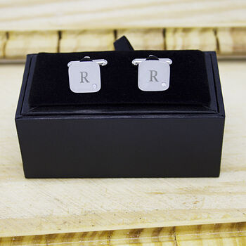 Personalised Men's Square Cufflink With Crystal, 5 of 7