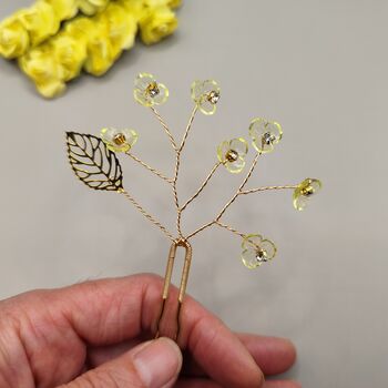Yellow Flower Hair Pin Set Of Two, 7 of 9