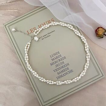 Lucy White Ivory Silver Pearl Drop Jewel Gift Necklace, 3 of 7