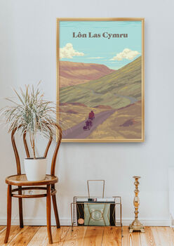 Lon Las Cymru Cycling Travel Poster Art Print, 5 of 8