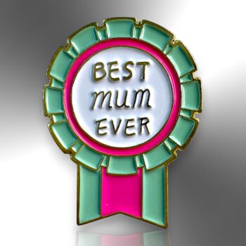 Best Mum Ever Medal Small Rosette Enamel Pin, Gift For Mother's Day, 3 of 8