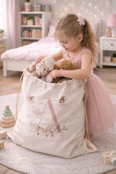 Personalised Fairy Unicorn Toy Bag Toy Sack Dressing Up Bag, 3 of 3