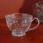 G Decor Set Of Four Marcelle Fleur De Lis Glass Mugs Embossed Cups With Gold Rim, thumbnail 2 of 4