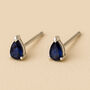 Mini Sterling Silver Teardrop Sapphire Stud Earrings, thumbnail 1 of 3