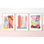 Colourful Abstract Leaf Print Set – Vibrant Modern Wall Art Trio, thumbnail 7 of 12