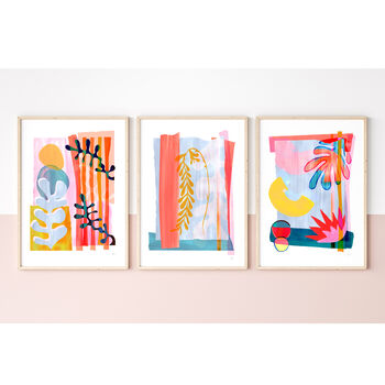 Colourful Abstract Leaf Print Set – Vibrant Modern Wall Art Trio, 7 of 12