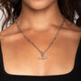 Adjustable Silver Chain T Bar Necklace In Rhodium Plated Sterling Silver, thumbnail 4 of 8