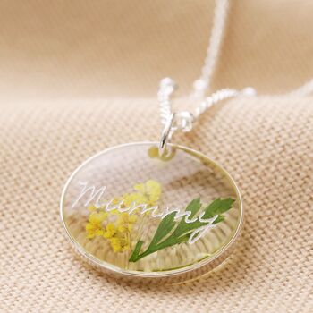 Personalised Pressed Birth Flower Pendant Necklace, 8 of 10