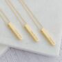 Yellow Gold Engraved Cubed Bar Necklace, Personalised, thumbnail 2 of 7