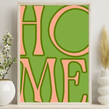Home Wall Art Print, Bold Typography Poster, Colourful Wall Decor, Unframed, 6 of 11