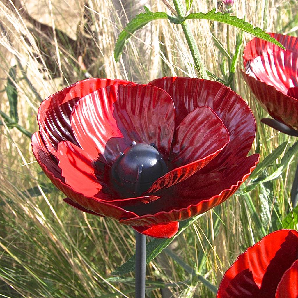 Three Poppy Sculptures By London Garden Trading