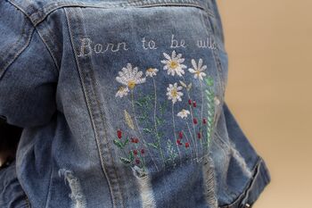 Personalised Embroidered Wild Flower Children's Denim Jacket, 6 of 9