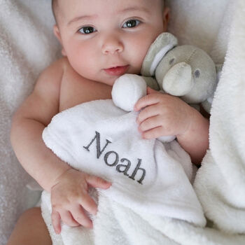 Personalised Blue Elephant Motif Blanket And Comforter, 2 of 10