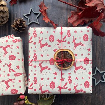 Red Stripe Paper Fibre Christmas Wrapping Paper Set, 12 of 12