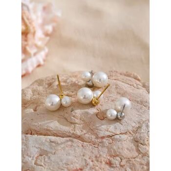 Monaco D’or Pearl Gold Vintage Ball Mini Stud Earrings, 2 of 3