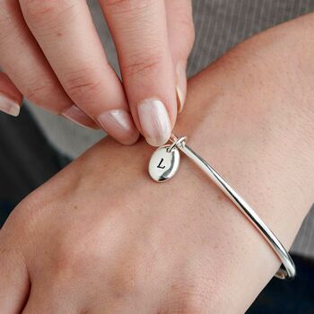 Personalised Solid Silver Pebble Bangle, 4 of 10