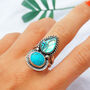 Dreamer Turquoise And Abalone Silver Statement Ring, thumbnail 1 of 7