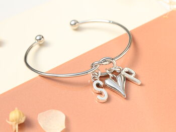 Personalised Double Initial Silver Bracelet, 4 of 8
