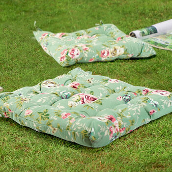 Set Of Two Floral Jardin Seat Pads With Ties, 3 of 4