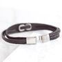 Men's Brown Leather Stainless Steel Infinity Bracelet, thumbnail 5 of 7