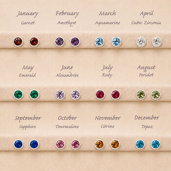 Sterling Silver October Tourmaline Birthstone Stud Earrings, 7 of 8