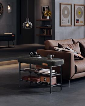 Shoe Bench Synthetic Leather Shoe Rack Bench Entryway, 3 of 8