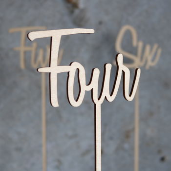 Script Font Wedding Wooden Table Numbers, 4 of 10