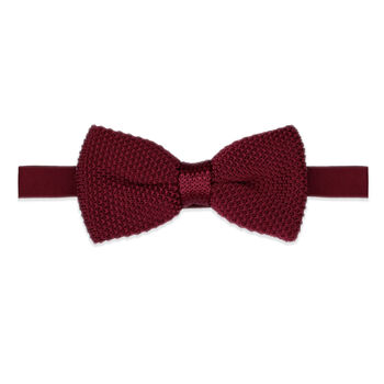 Wine Red Knitted Neck Tie, Bow Tie And Pocket Square Variations Made From Soft Polyester | Gents Formal Accessories | Gift For Him | Wedding Tie, 10 of 12