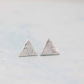 Sterling Silver Textured Triangle Studs, 9 of 9