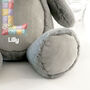 Personalised Patchwork Alphabet Grey Teddy Bear, thumbnail 5 of 10