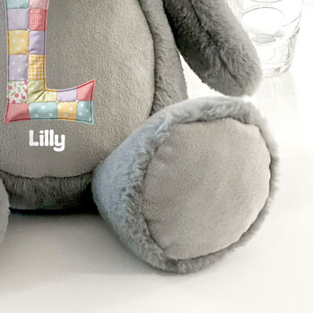 Personalised Patchwork Alphabet Grey Teddy Bear, 5 of 10