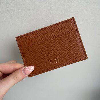 Personalised Embossed Saffiano Leather Slimline Card Holder, 3 of 7