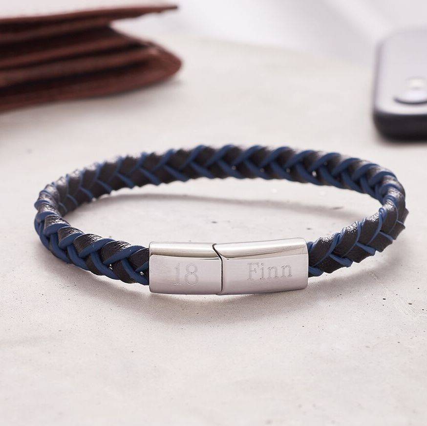 personalised two tone men's leather bracelet by suzy q designs ...