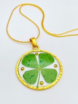 Good Luck Necklace With Four Leaf Clover, 2 of 11
