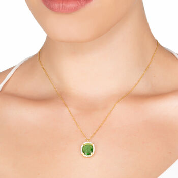 Beatrice Oval Gemstone Necklace Gold Plated Silver, 4 of 12