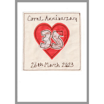 Personalised 35th Coral Wedding Anniversary Card, 3 of 8