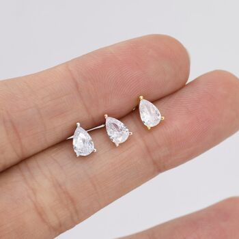Sterling Silver Pear Cut Cz Earrings, 4 of 12