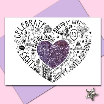 80th Birthday Girl Sparkle Card, 6 of 11